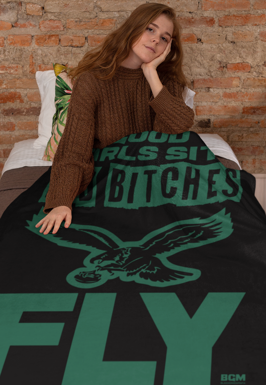 Good Girls Sit Bad B*tches Fly Cozy Plush Fleece Blanket - 60x80
